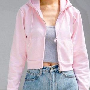 Brandy Melville soft pink cropped zip up
